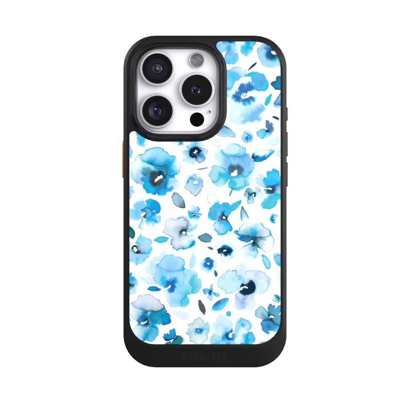 iPhone 16 Pro NIVOcore Fleurs tropicales bleues