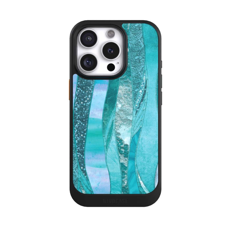 iPhone 16 Pro NIVOcore Look pailleté glamour bleu
