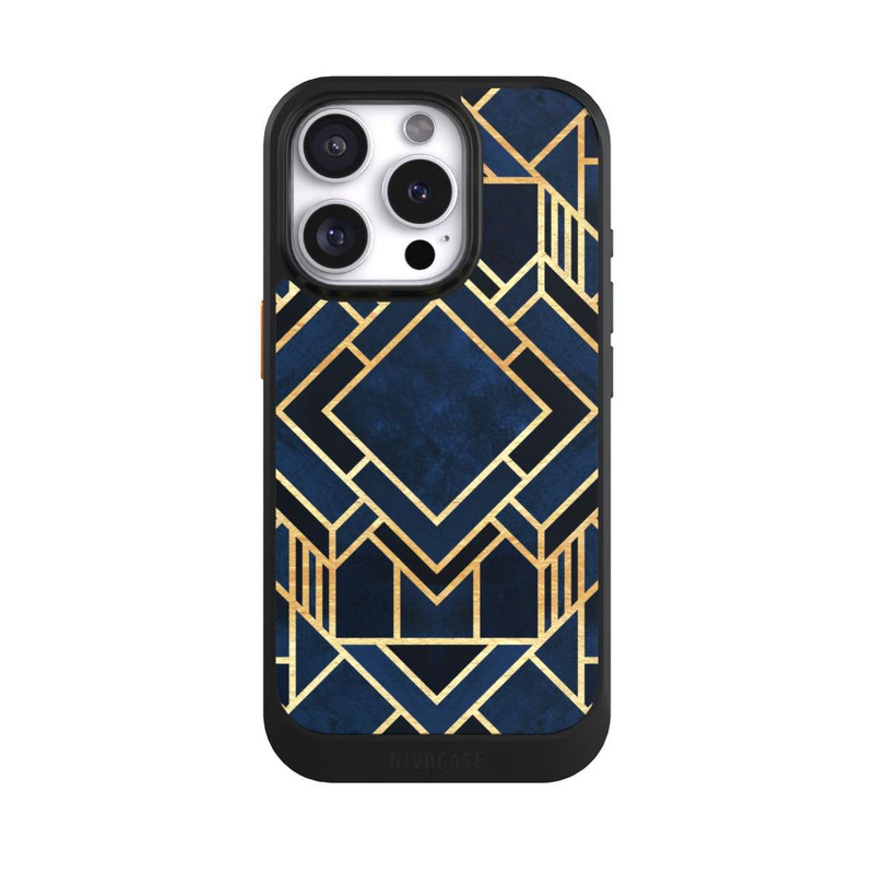 iPhone 16 Pro NIVOcore Impression Art Déco Bleu Or