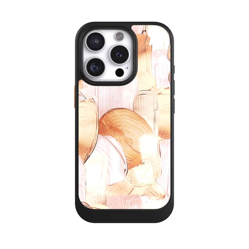 iPhone 16 Pro NIVOcore Weiß/Gold Pinsel Muster