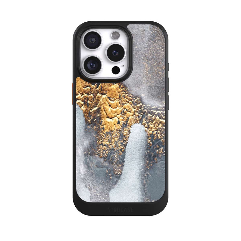 iPhone 16 Pro NIVOcore Beton-Gold-Glitzerlook