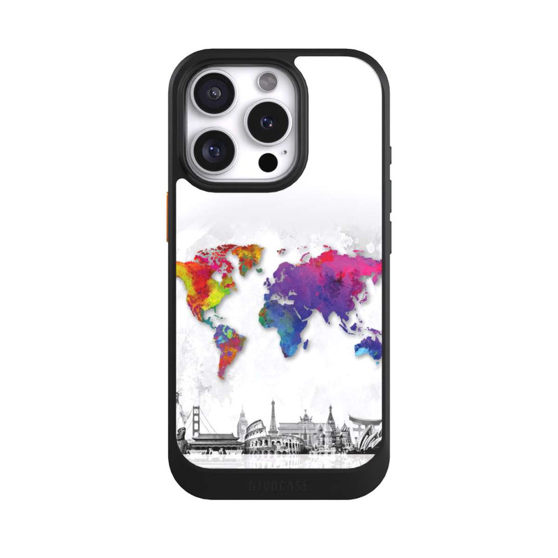 iPhone 16 Pro NIVOcore Weltkarte mit Skyline