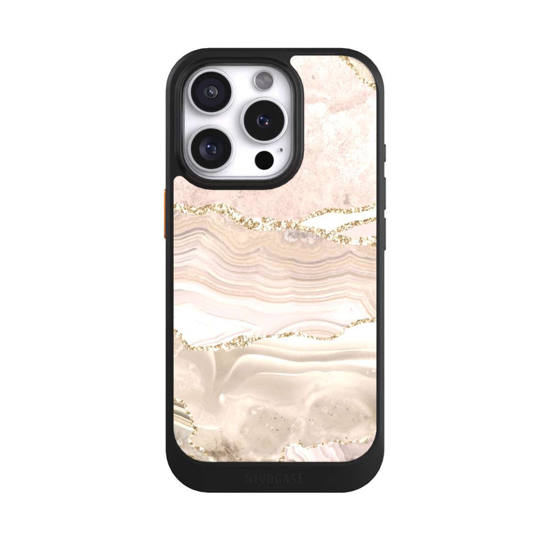 iPhone 16 Pro NIVOcore Rose Marble Dream Golden Stripes
