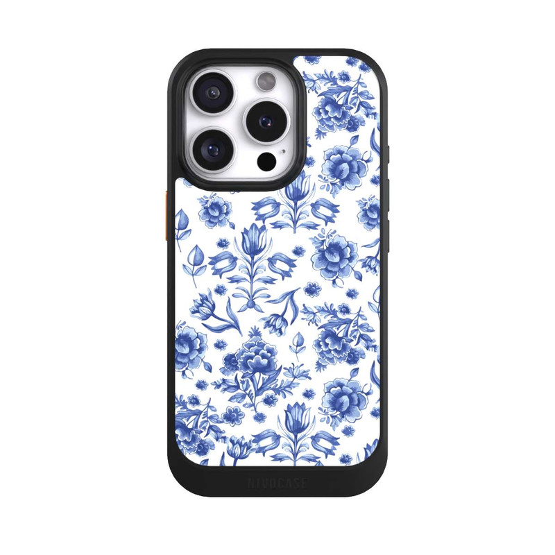 iPhone 16 Pro NIVOcore Blaues Blumenmuster