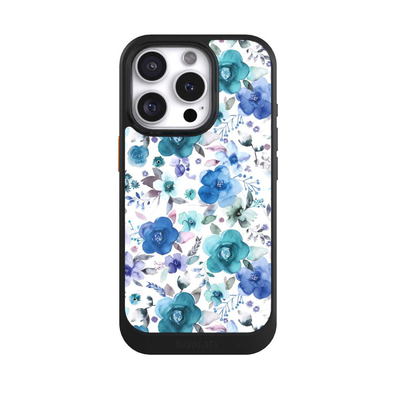 iPhone 16 Pro NIVOcore Bouquets de fleurs d'hiver bleu