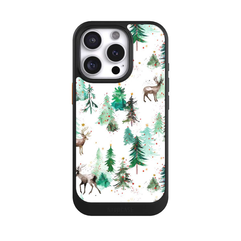 iPhone 16 Pro NIVOcore Cerfs et arbres de Noël d'hiver