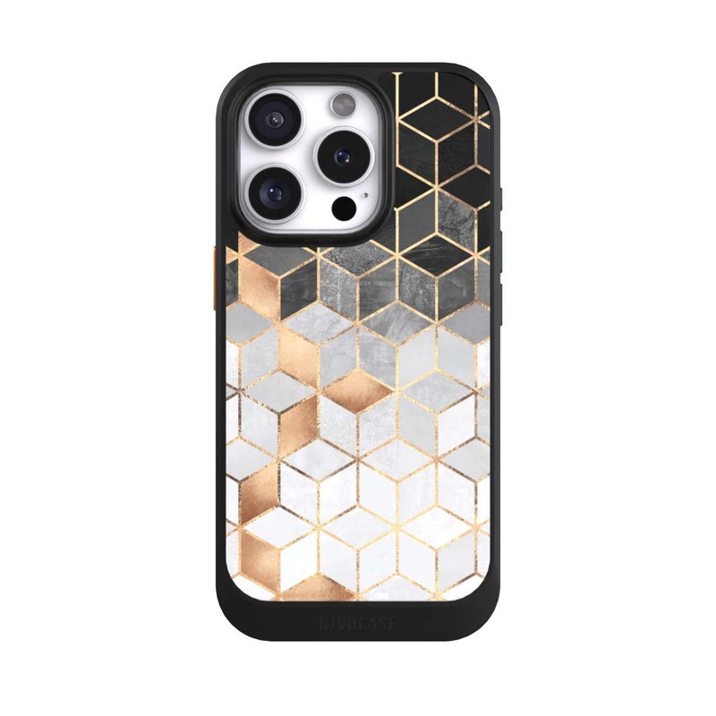 iPhone 16 Pro NIVOcore Cubes Sombres & Dorés