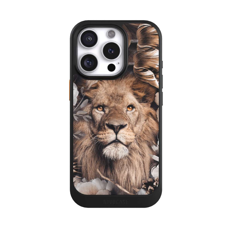 iPhone 16 Pro NIVOcore Löwe Blumenrahmen Beige
