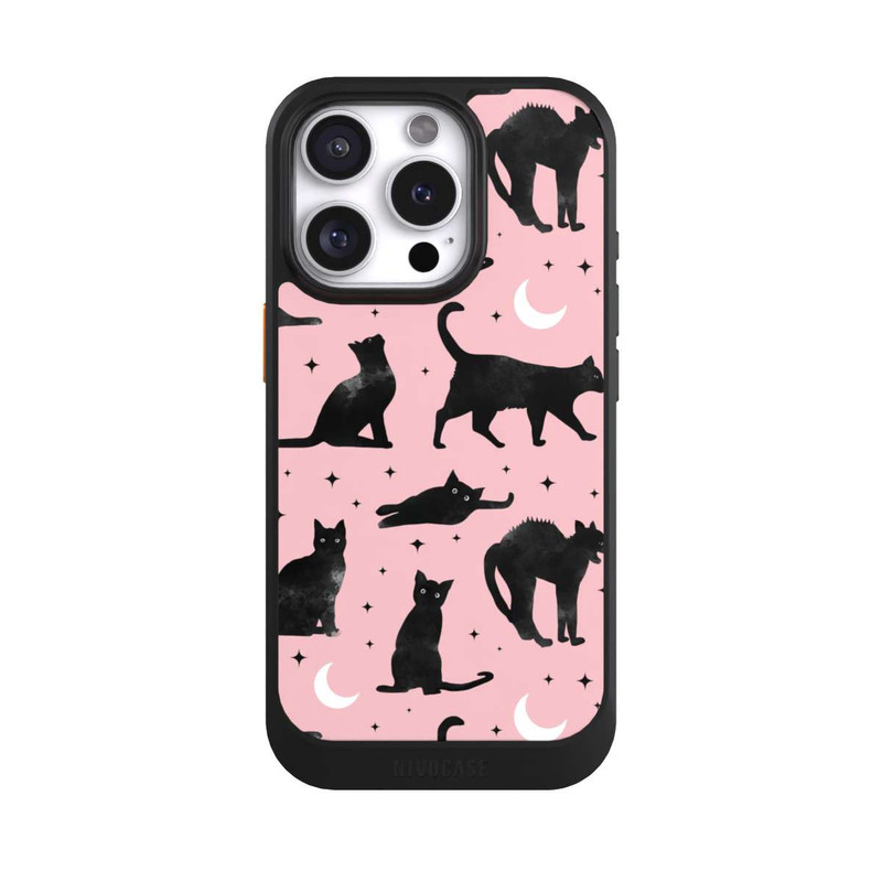 iPhone 16 Pro NIVOcore Katzen und Mond auf Rosa