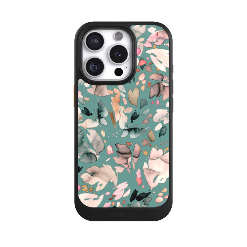 iPhone 16 Pro NIVOcore Fleurs abstraites, pétales vert