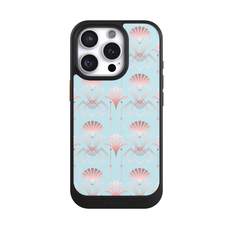 iPhone 16 Pro NIVOcore Art Deco Rose Gold Elegance Blue