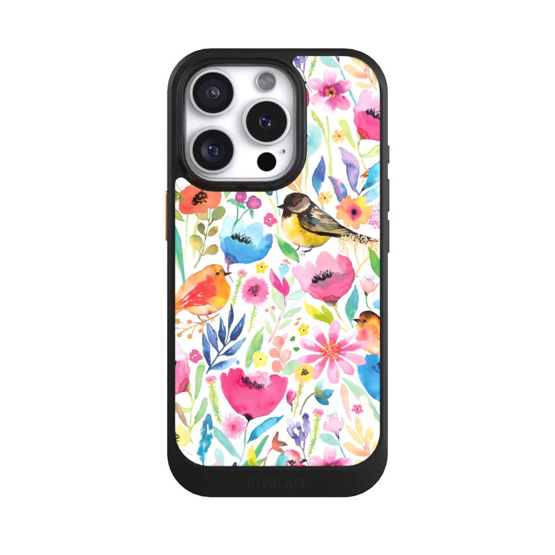 iPhone 16 Pro NIVOcore Oiseaux et fleurs fantaisistes