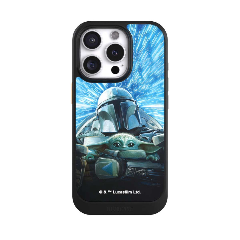 iPhone 16 Pro NIVOcore Grogu und Mando fliegen blau