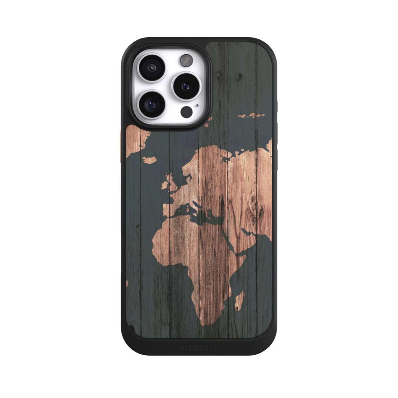 iPhone 16 Pro Max NIVOcore Wooden World Map