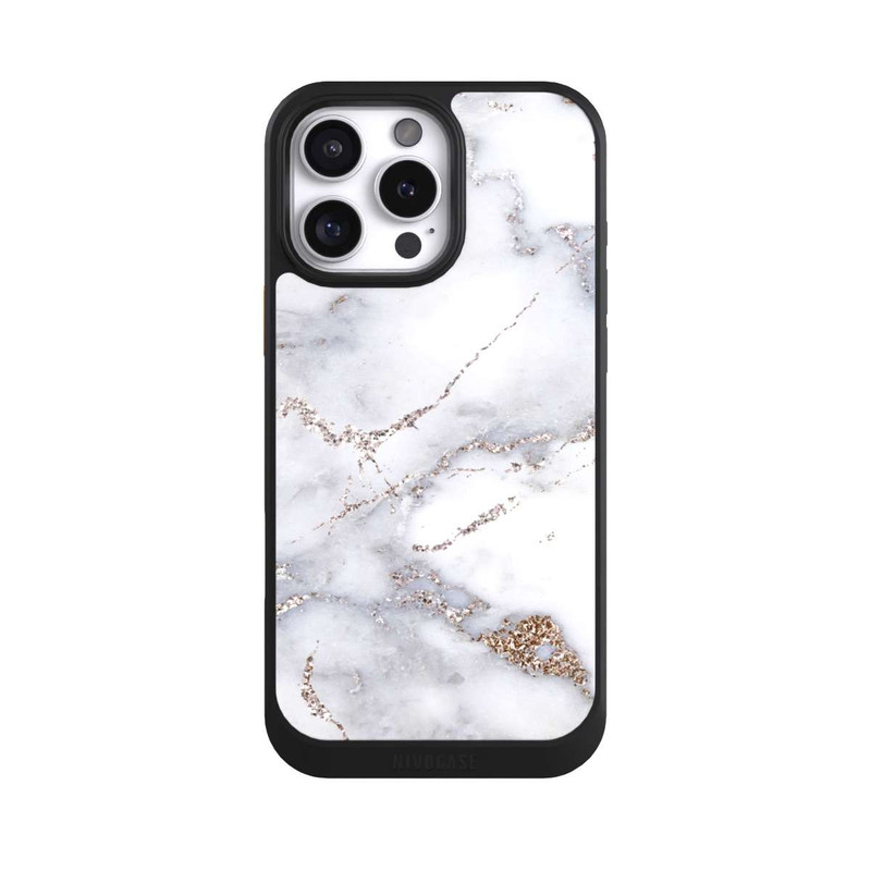 iPhone 16 Pro Max NIVOcore Silver Glitter Marble Look