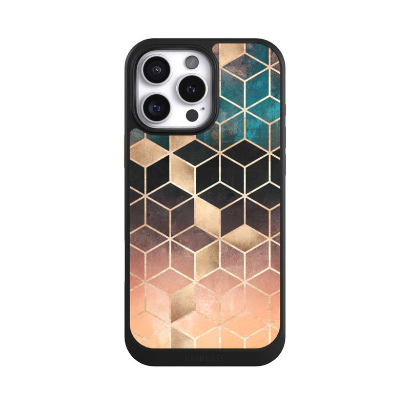 iPhone 16 Pro Max NIVOcore Cubes de rêve imprimé doré
