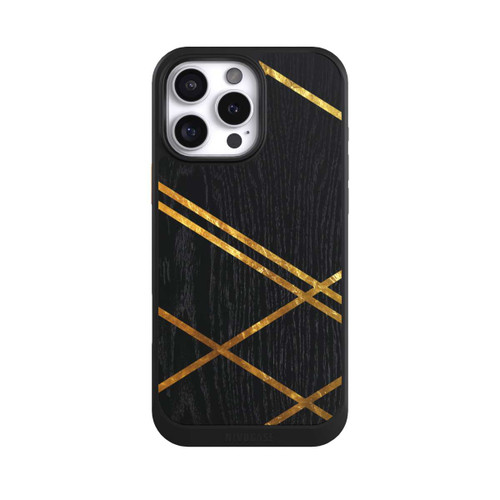 Apple iPhone 16 Pro Max NIVOcore Black Geometric Pattern Golden Stripes