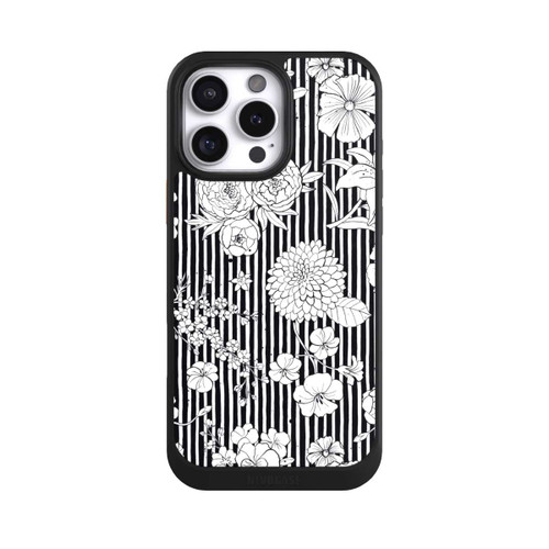 Apple iPhone 16 Pro Max NIVOcore Flowers and Stripes Black and White