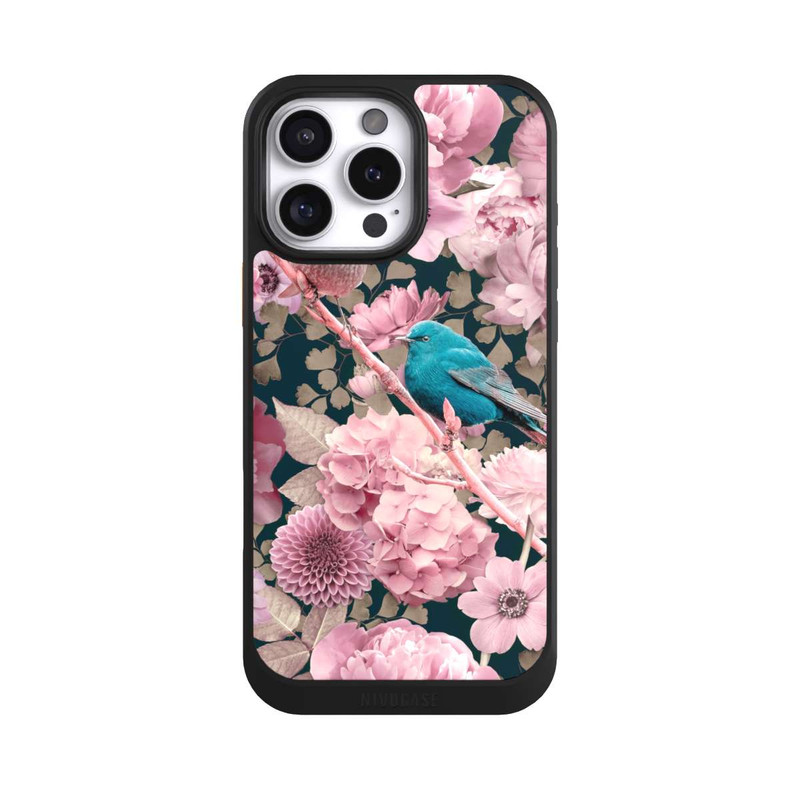 iPhone 16 Pro Max NIVOcore Moineaux à motif de fleurs roses