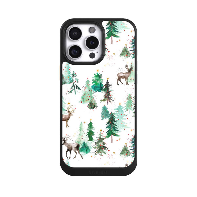 iPhone 16 Pro Max NIVOcore Cerfs et arbres de Noël d'hiver
