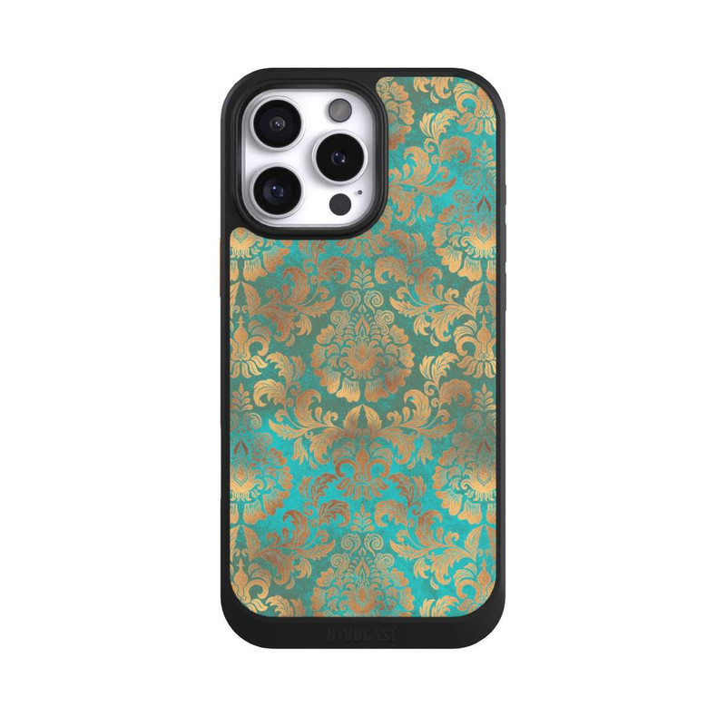 iPhone 16 Pro Max NIVOcore Papier Peint Damassé Turquoise
