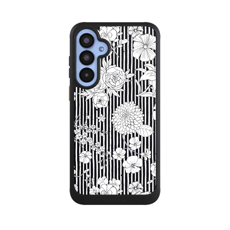 Galaxy A55 5G NIVOcore Flowers and Stripes Black and White