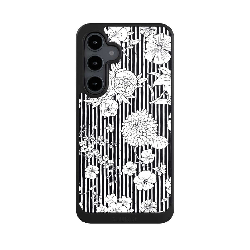 Galaxy S24 FE NIVOcore Blumen und Streifen Schwarz und Weiß