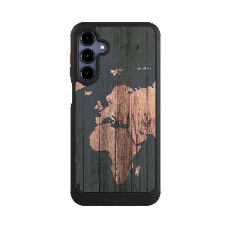 Galaxy A16 5G NIVOcore Carte du Monde Effet bois