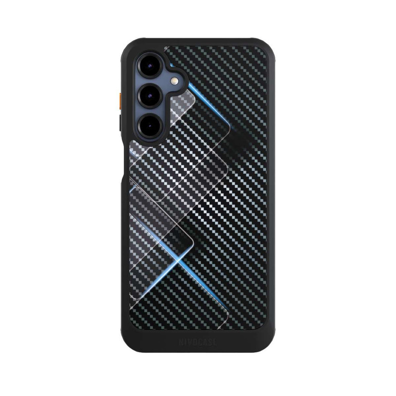 Galaxy A16 5G NIVOcore Blaue Linien auf Karbon