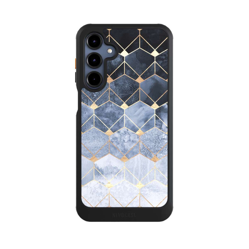 Galaxy A16 5G NIVOcore Blaue Sechsecke und Diamanten Golddruck
