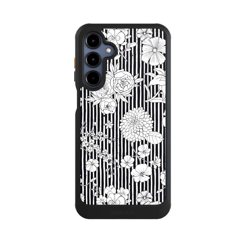 Galaxy A16 5G NIVOcore Fleurs et rayures noir et blanc
