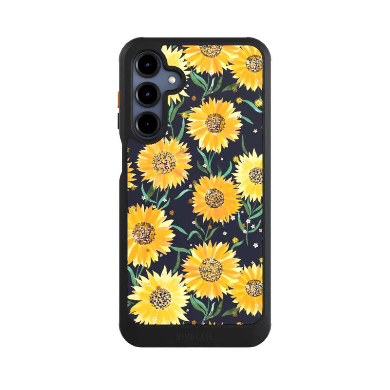 Galaxy A16 5G NIVOcore Fleurs de Tournesol sur Fond Noir