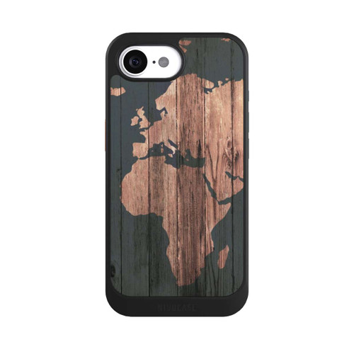 Apple iPhone 16e NIVOcore Carte du Monde Effet bois