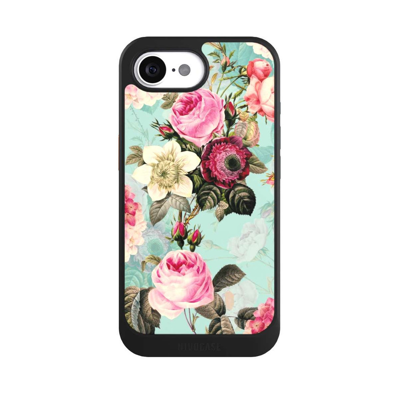 iPhone 16e NIVOcore Roses en papier peint turquoise