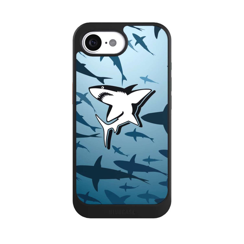 iPhone 16e NIVOcore Haie Muster Blau