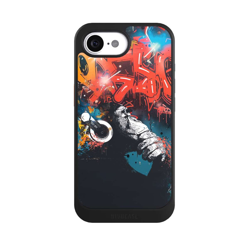 iPhone 16e NIVOcore Affe Stereo Kopfhörer Graffiti Street Art