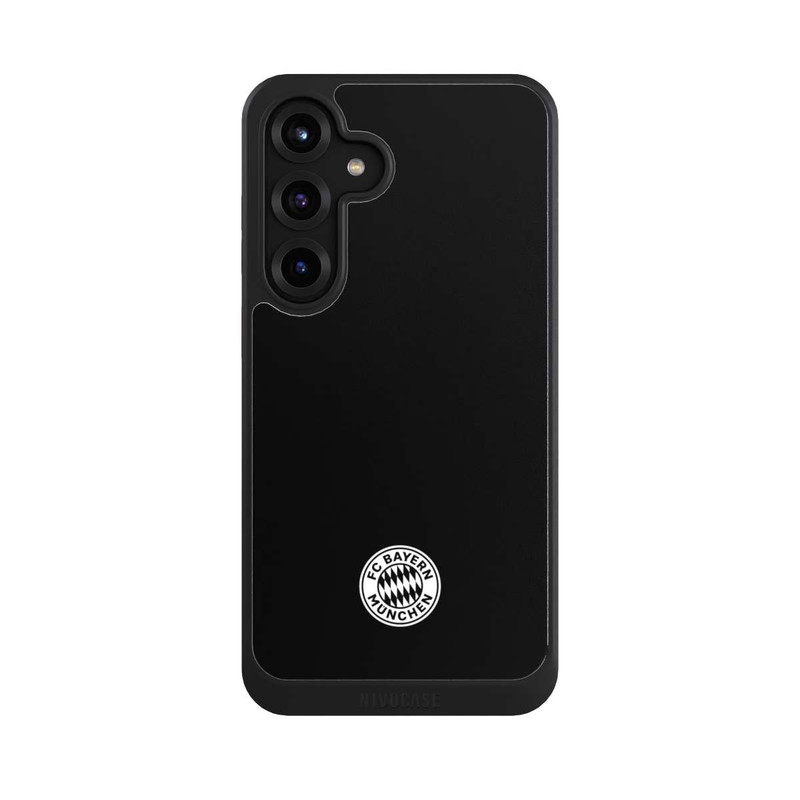 Galaxy S25 + NIVOcore Logo FCB Classique Petit - Blanc sur Fond Noir