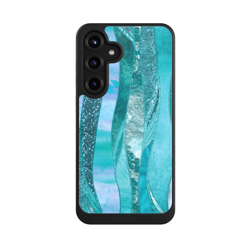 Galaxy S25 + NIVOcore Look pailleté glamour bleu