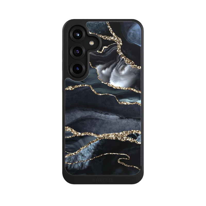Galaxy S25 + NIVOcore Dunkler Marmor Gold Glitzerlook