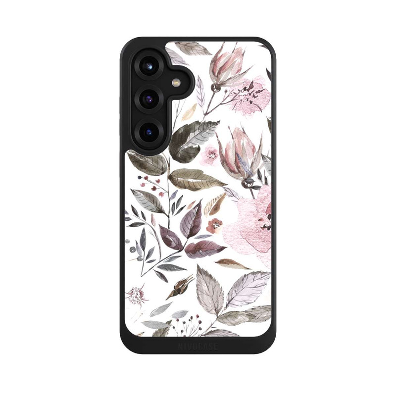Galaxy S25 + NIVOcore Aquarelle Fleurs Roses Brunes