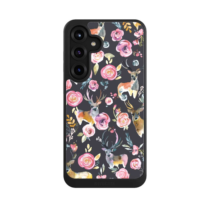 Galaxy S25 + NIVOcore Cerfs et fleurs Anthracite
