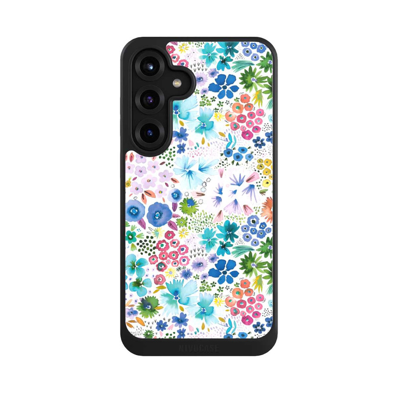 Galaxy S25 + NIVOcore Kunstvolle kleine Frühlingsblumen blau