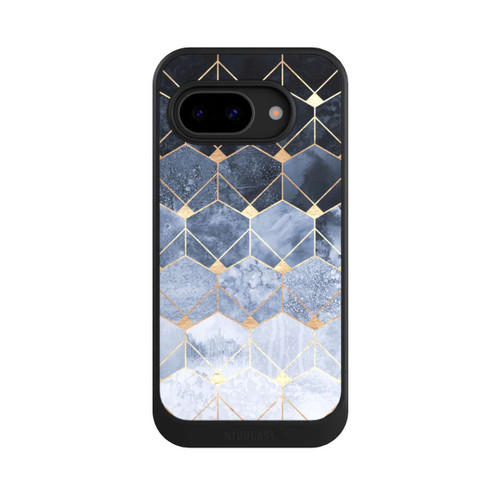 Google Pixel 9a NIVOcore Blaue Sechsecke und Diamanten Golddruck