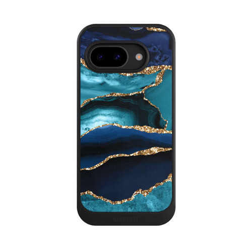 Google Pixel 9a NIVOcore Dark and Light Blue Marble Gold Glitter Look
