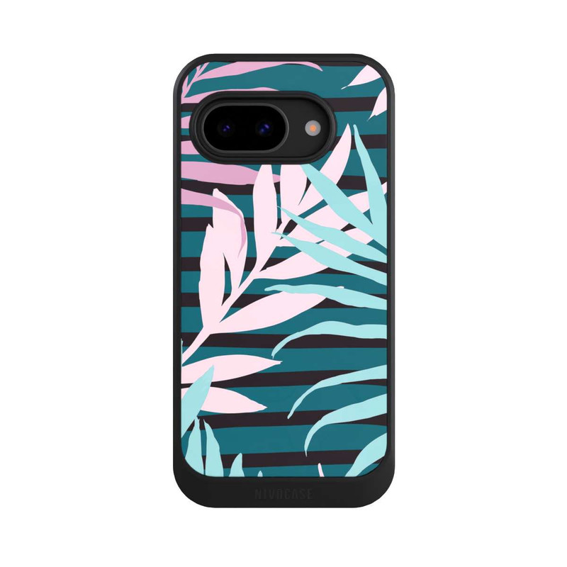 Pixel 9 a NIVOcore Pastell-Dschungelblätter rosa blaugrün