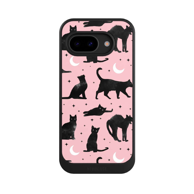 Pixel 9 a NIVOcore Lune & Chats Fond Rose