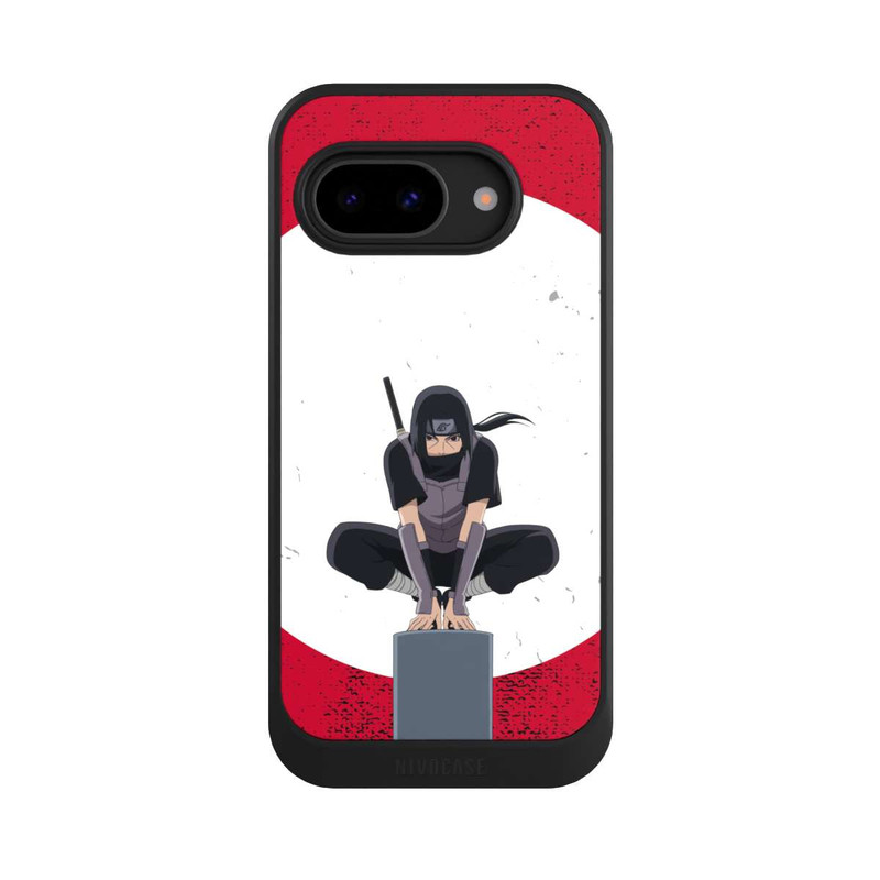 Pixel 9 a NIVOcore Itachi Uchiha Symbol Roter Hintergrund