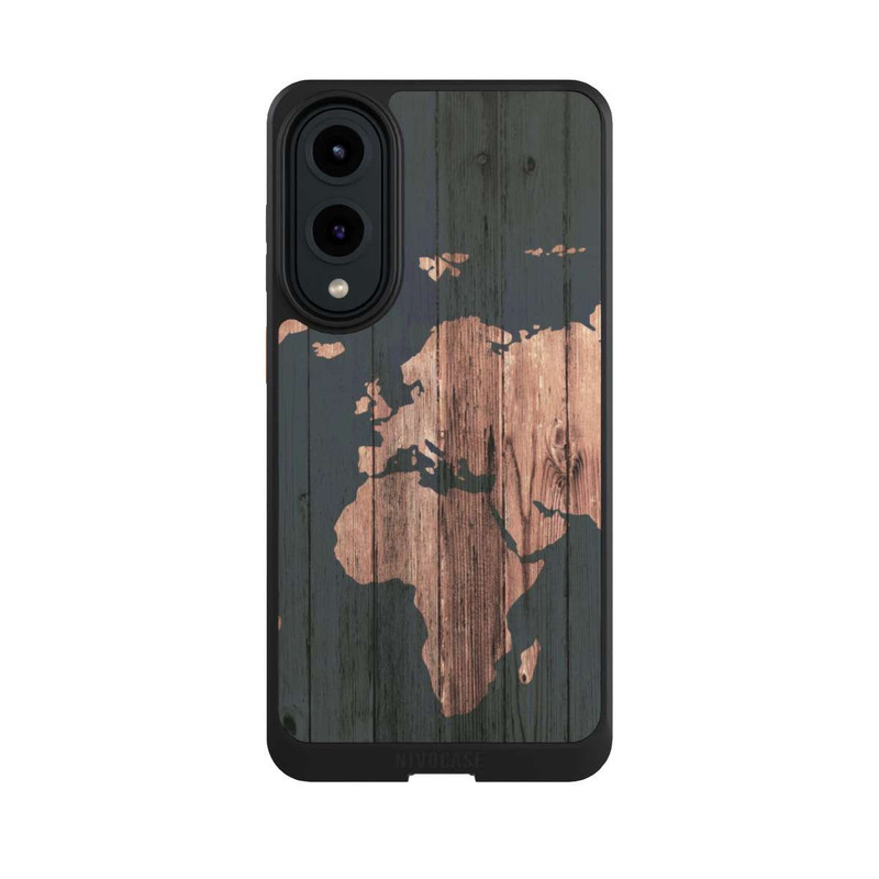 Galaxy S25 Edge NIVOcore Carte du Monde Effet bois