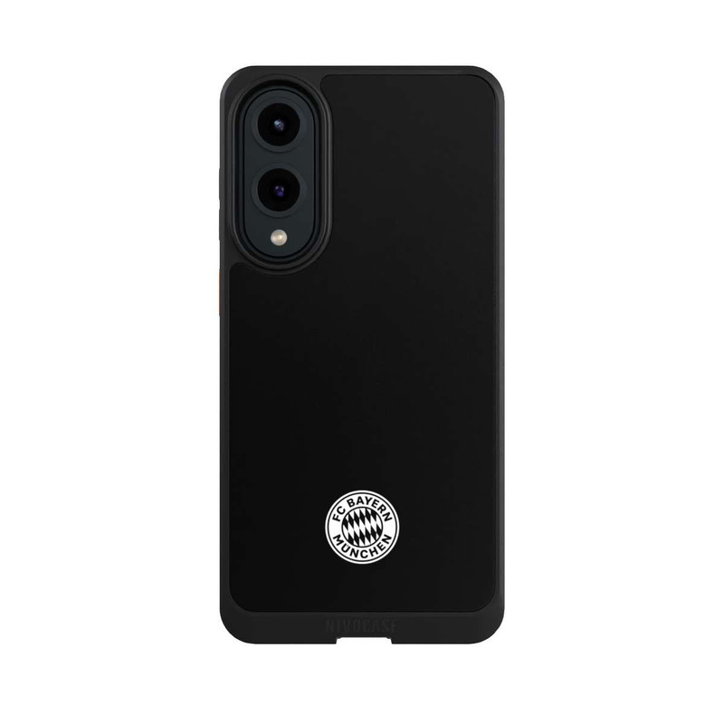 Galaxy S25 Edge NIVOcore Logo FCB Classique Petit - Blanc sur Fond Noir