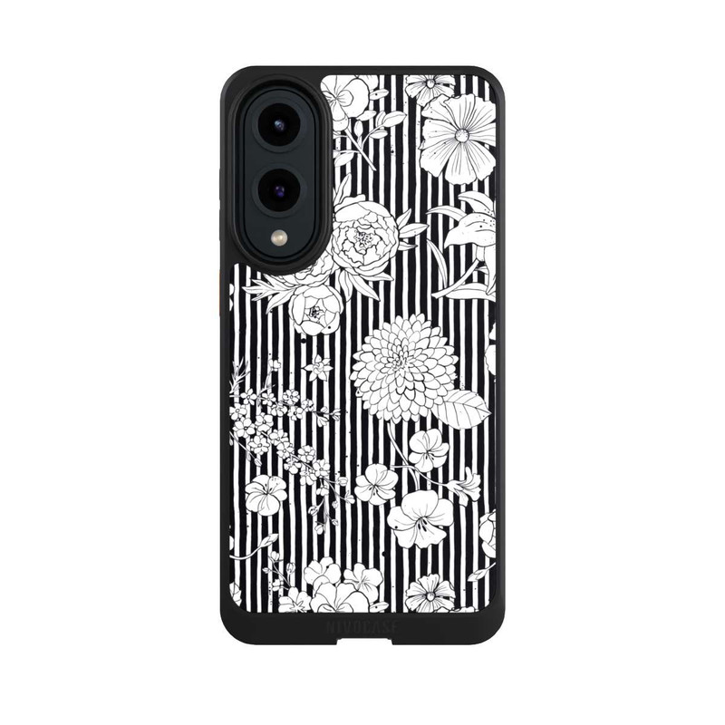 Galaxy S25 Edge NIVOcore Fleurs et rayures noir et blanc